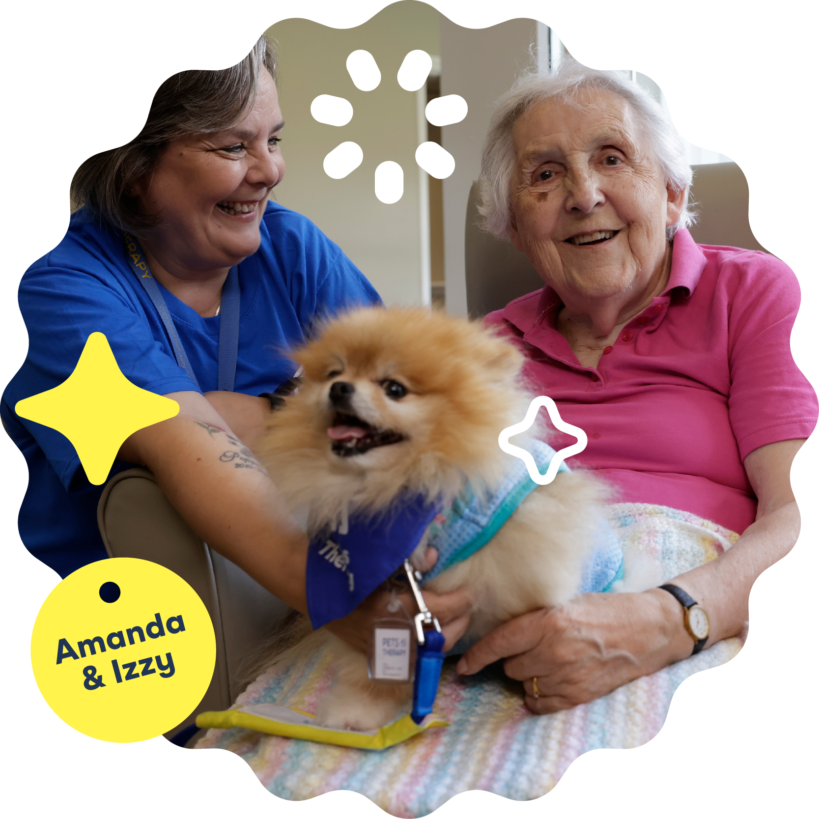 Care home Amanda Izzy with woman smiling 01285 PAT Website Graphics v5 42