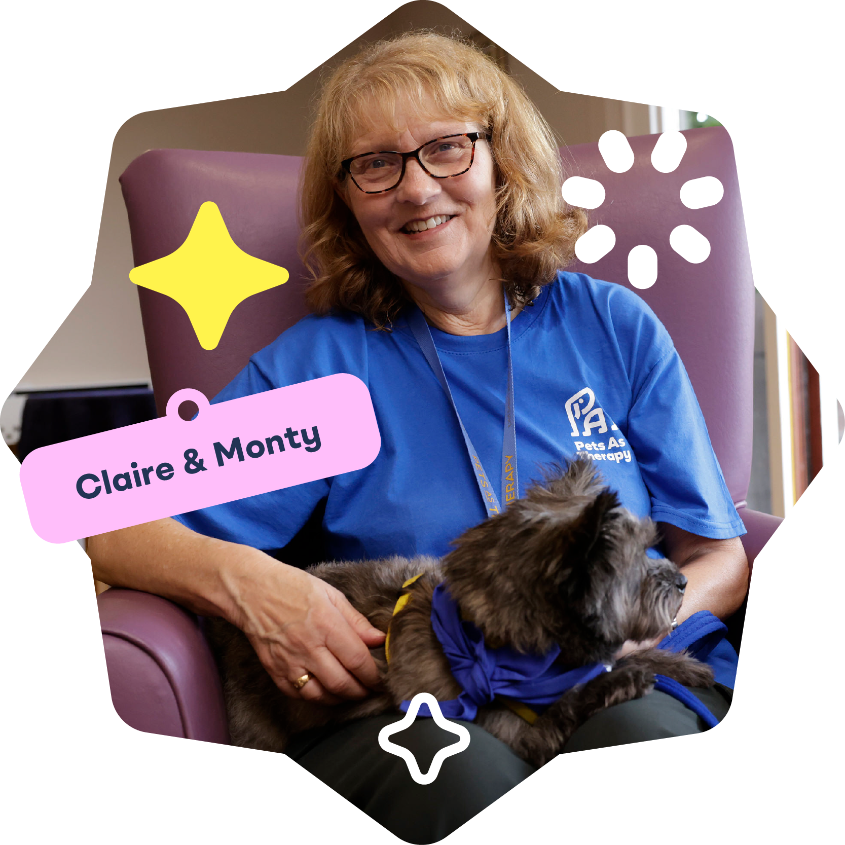Care home Claire Monty smiling to camera 01285 PAT Website Graphics v5 43