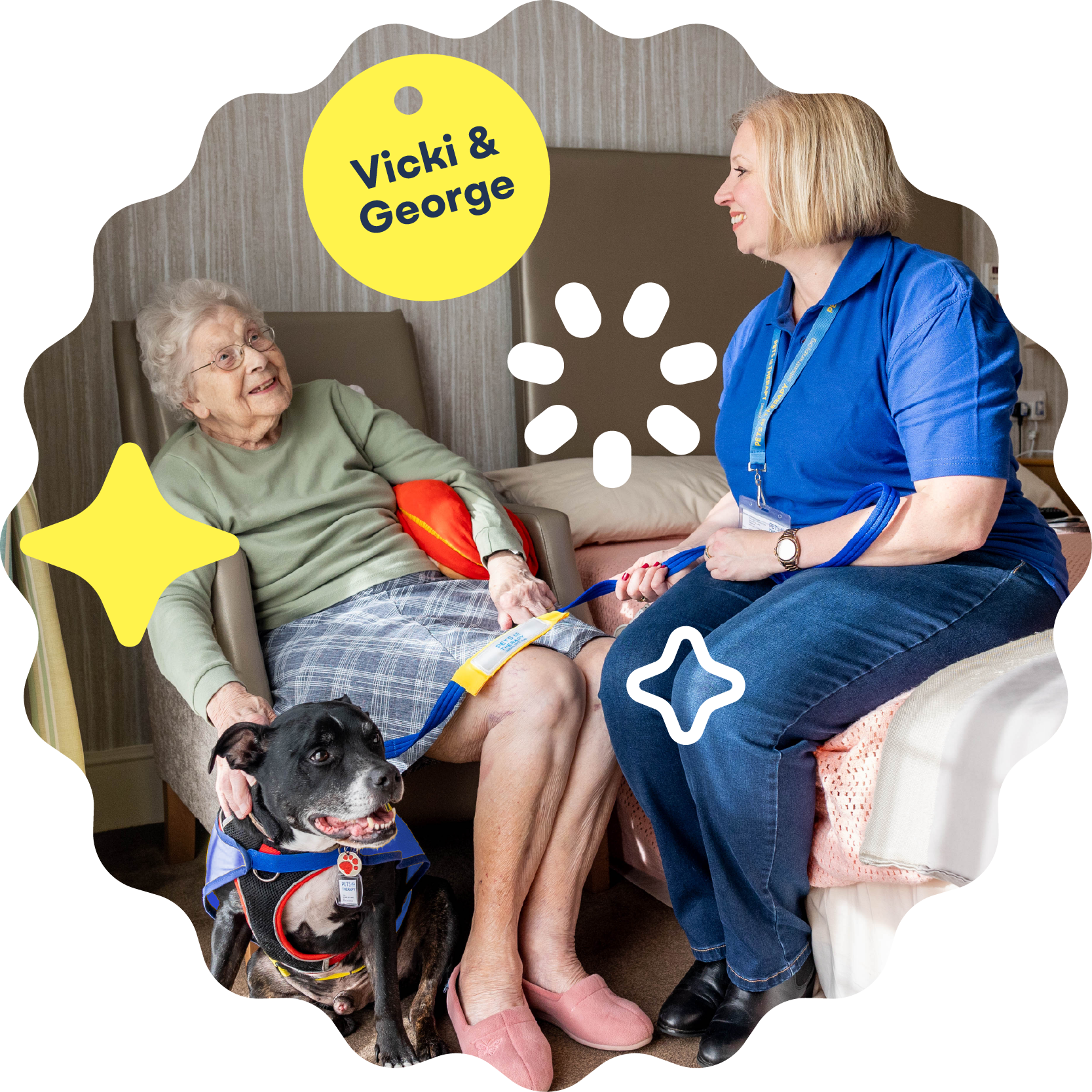 Care home Vicki George with lady beside bed