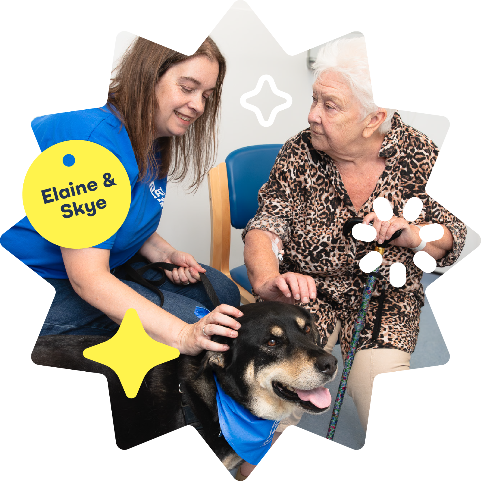 Hospital Elaine Skye with elderly woman on chair